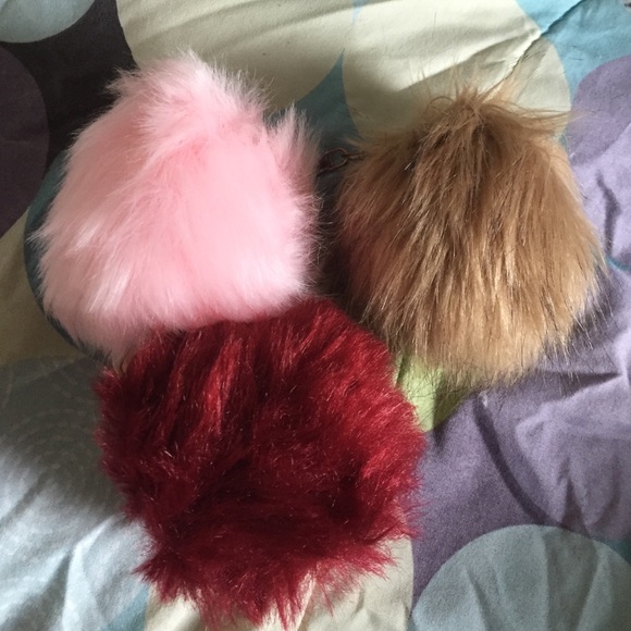3 fur ball keychains