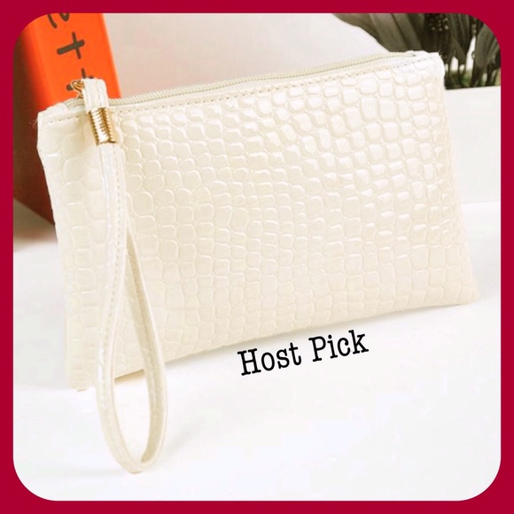 Crocodile White Clutch Handbag - Picture 1 of 3