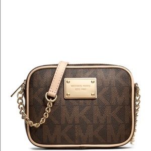 Michael Kors Jetset Crossbody Monogram Bag Brown