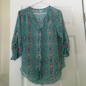 3/4 sleeve sheer blouse