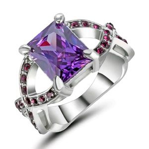 ❌️SOLD 14k White Gold Filled Amethyst Ring