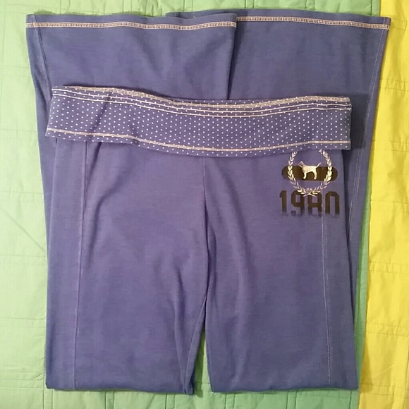 PINK Victoria's Secret Pants - Victoria's Secret PINK Blue 1980 Flare Sweatpants