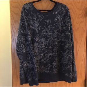 Patterned navy & white floral sweatshirt