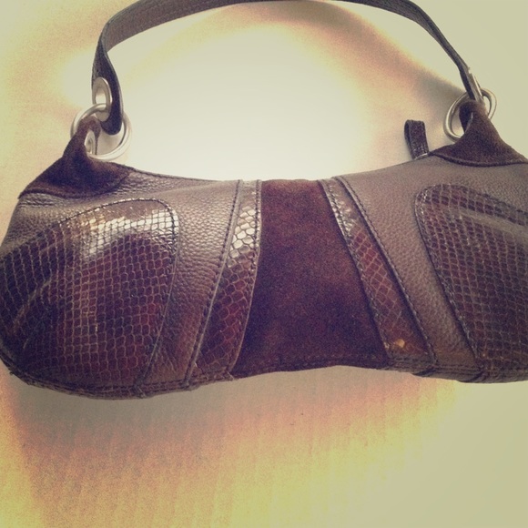 Banana republic brown leather and suede satchel