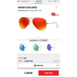SALE Polarized Aviator Ray-bans orange and gold