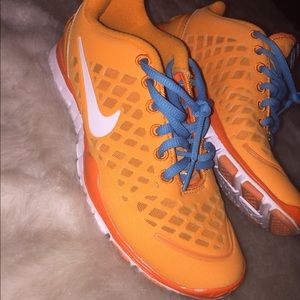 Nike Free TR Fit Women's Orange with blue laces