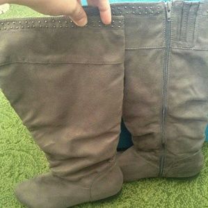 Gray suede high boots. Size 11 wide calf.