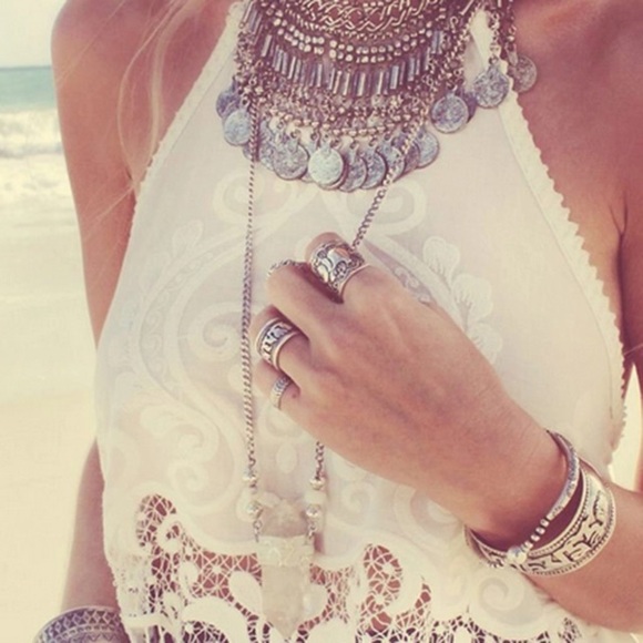 Set of 4 rings boho bohemian silver - Picture 2 of 3