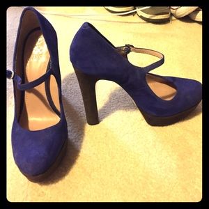 Vince Camuto blue and brown heels