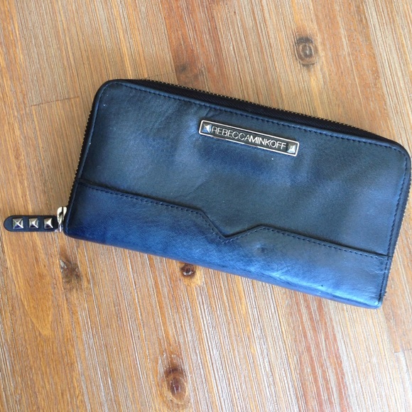 Rebecca Minkoff distressed black leather wallet