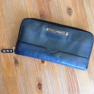 Rebecca Minkoff distressed black leather wallet