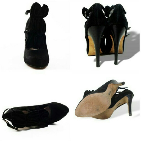 ***$OLD***VINCE CAMUTO shoes black suede ruffle - Picture 4 of 4