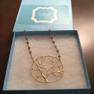 Gold Pendent Necklace with Stone Chain