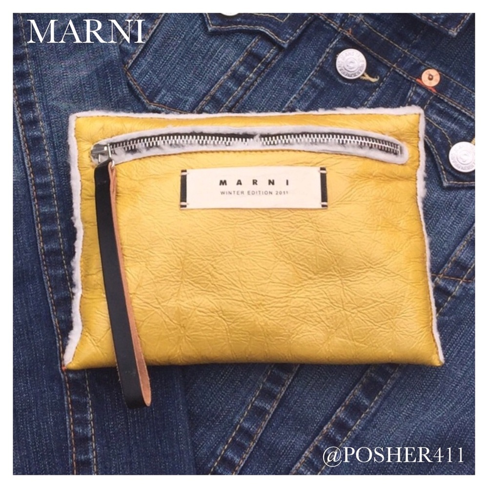 MARNI YELLOW PATENT ZIP COLLECTOR'S CLUTCH
