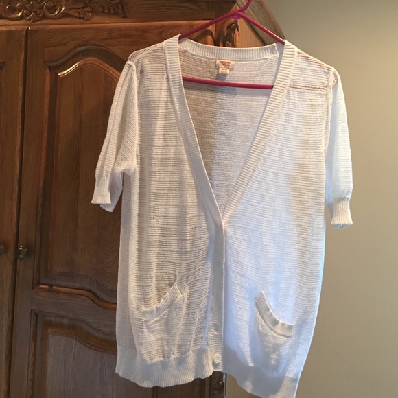Mossimo White Short Sleeve Cardigan