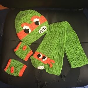 A ninja turtle inspired crochet hat scarf set