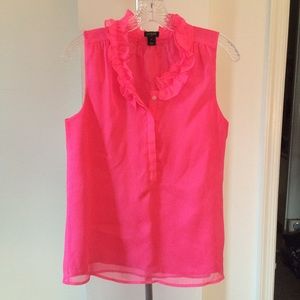 Hot Pink J. Crew Ruffle Blouse