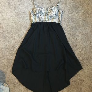 Black and leopard high low dress!