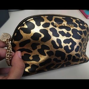 Michael Kors Gold Leopard Cosmetic Bag