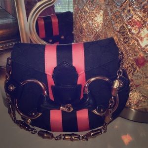 Tom Ford for Gucci Black w/ Pink Racerstripe Purse
