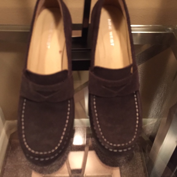 Brown suede wedges