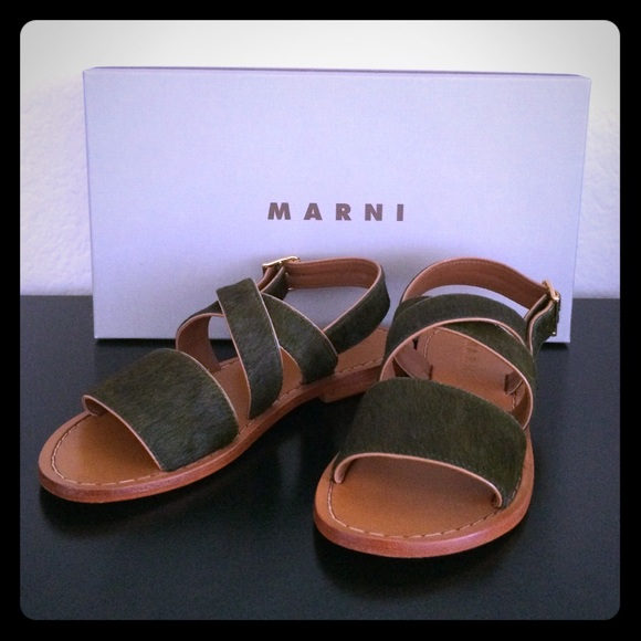Marni Shoes - NIB Marni green calf hair slides sandals size 36