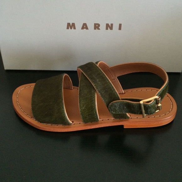 NIB Marni green calf hair slides sandals size 36 - Picture 3 of 4