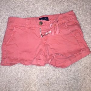 AE coral jean shorts