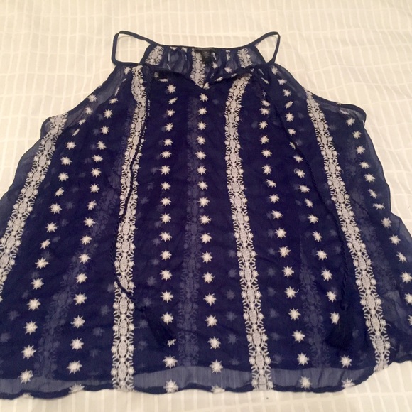 Blue and white Boho tank top