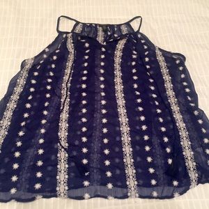 Blue and white Boho tank top
