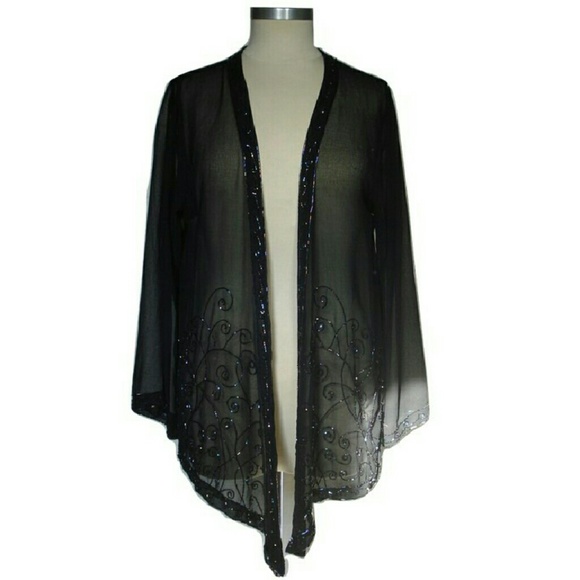 SOLD! Mary McFadden beaded silk blouse - Picture 2 of 3