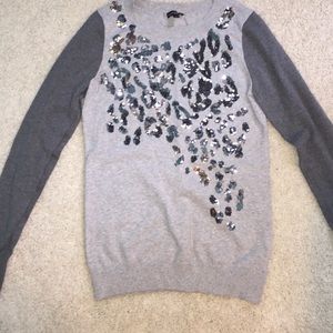 Sequined cheetah print sweater