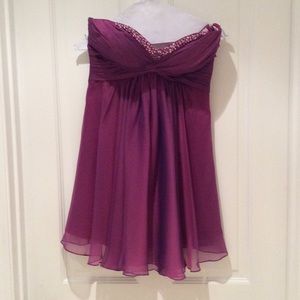 Purple strapless dress!