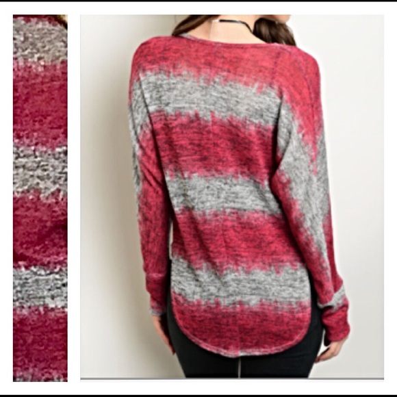 ✨1HRSALE Marled Striped Cowl Neck Top Small - Picture 2 of 4
