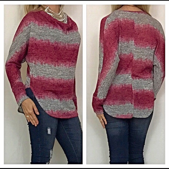 ✨1HRSALE Marled Striped Cowl Neck Top Small - Picture 3 of 4