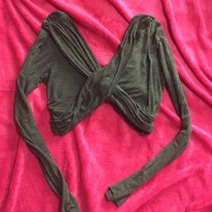 Gray Wrap Crop Top (Long sleeves)