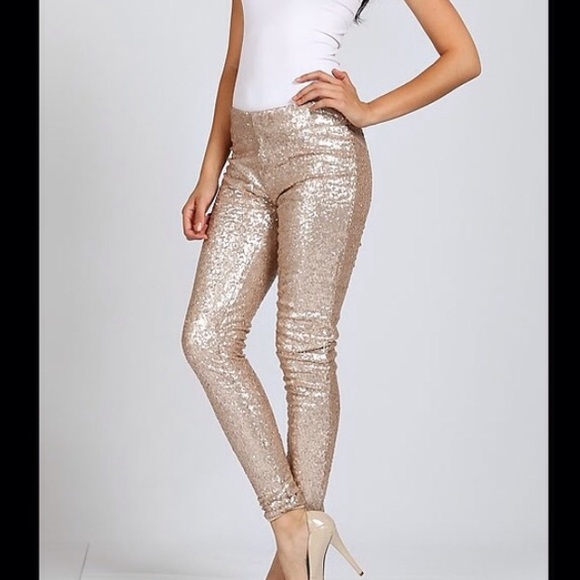 Gold sequined leggings!