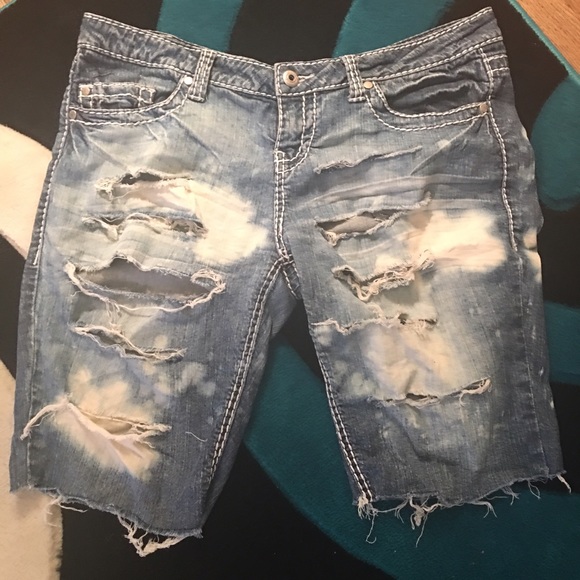 Ripped and bleached shorts