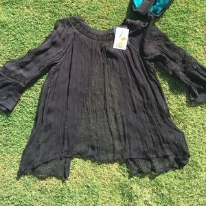 Black boho flowy coverup with open back