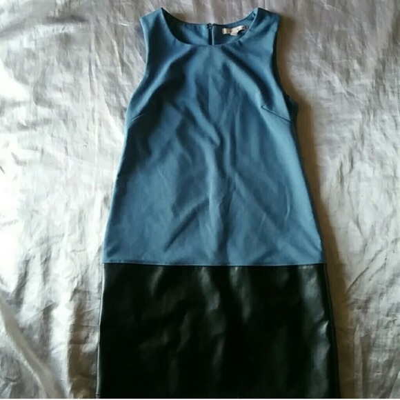 Banana Republic Blue & Faux Leather Dress - Picture 1 of 5