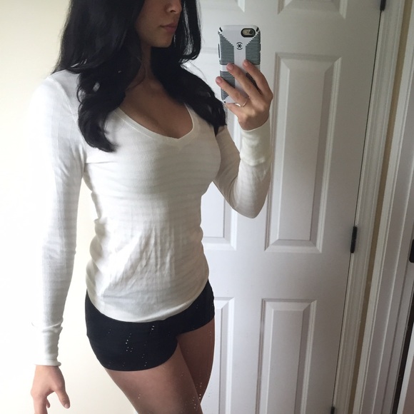 Faded glory basic cream ivory stripe long sleeve