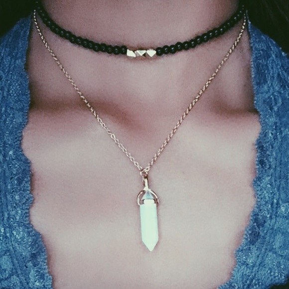 Handmade black + gold beaded choker