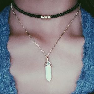 Handmade black + gold beaded choker