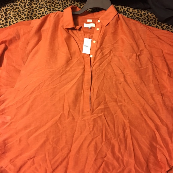 Loft, XL 3/4 button down shirt, burnt orange, NWT