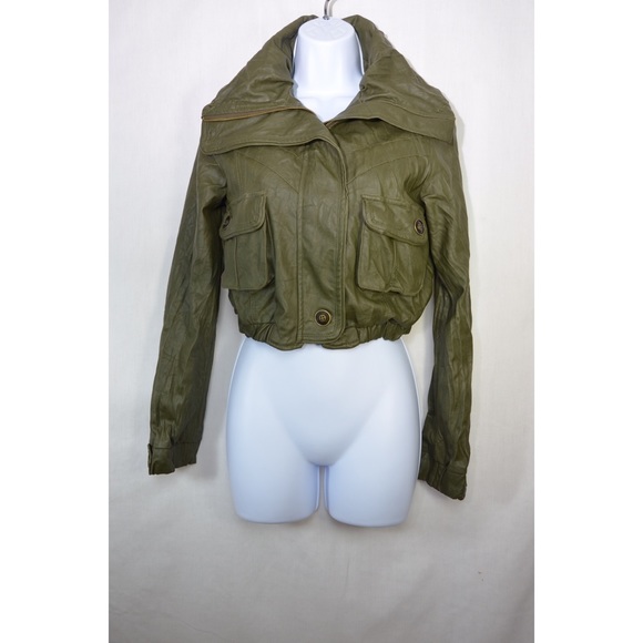 Bebe | Olive Green Faux Leather Jacket