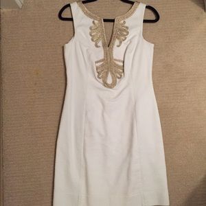 Lily Pulitzer White and Gold Shift Dress
