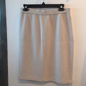 St. John evening knit skirt, silver and cream, sz8