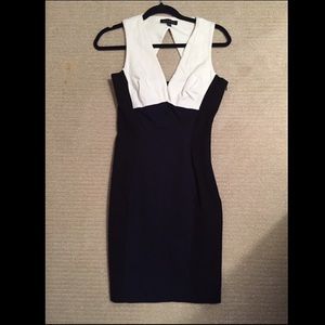 Banana Republic white, black and blue dress