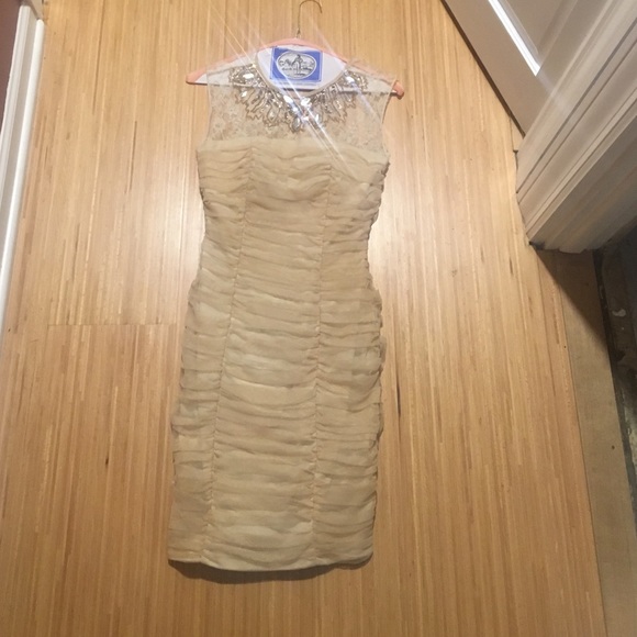 nude, jeweled homecoming dress