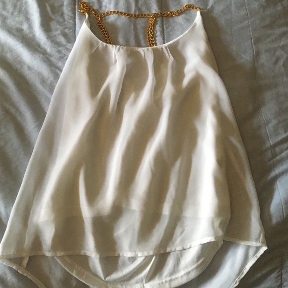 Flowy white chain tank top